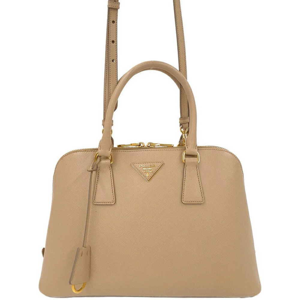 Prada Promenade Bag neutral toned Saffiano leather Beige Tan